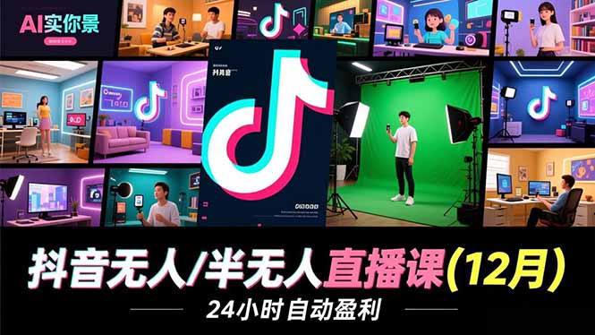 抖音无人/半无人直播课(12月-小目标云网创