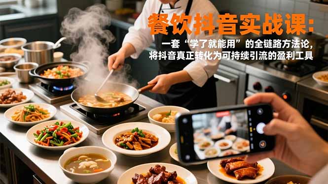餐饮抖音实战课：一套“学了就能用”的全链路方法论，将抖音真正转化为可持续引流的盈利工具-小目标云网创