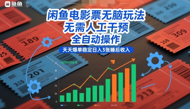 闲鱼电影票无脑玩法，无需人工干预，全自动操作，天天爆单稳定日入3张睡后收入【揭秘】-小目标云网创