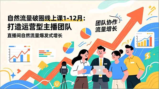 自然流量破圈线上课1-12月：打造运营型主播团队 直播间自然流量爆发式增长-小目标云网创
