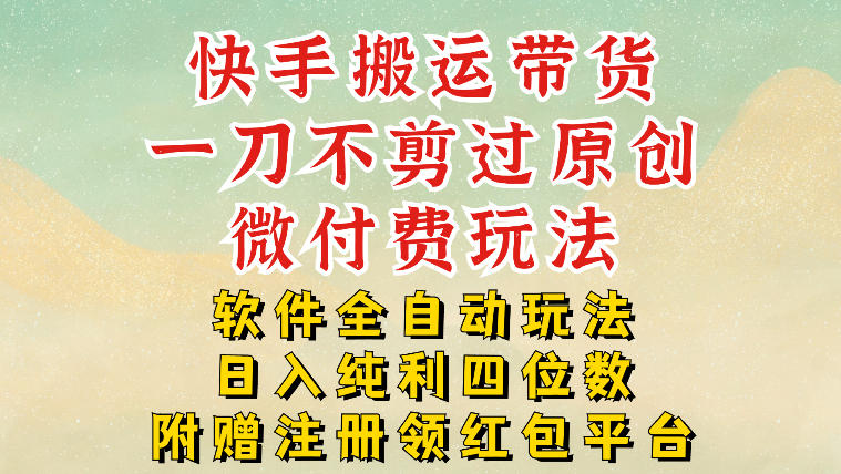 快手搬运带货，一刀不剪过原创，微付费玩法，软件全自动玩法，日入纯利四位数【揭秘】-小目标云网创