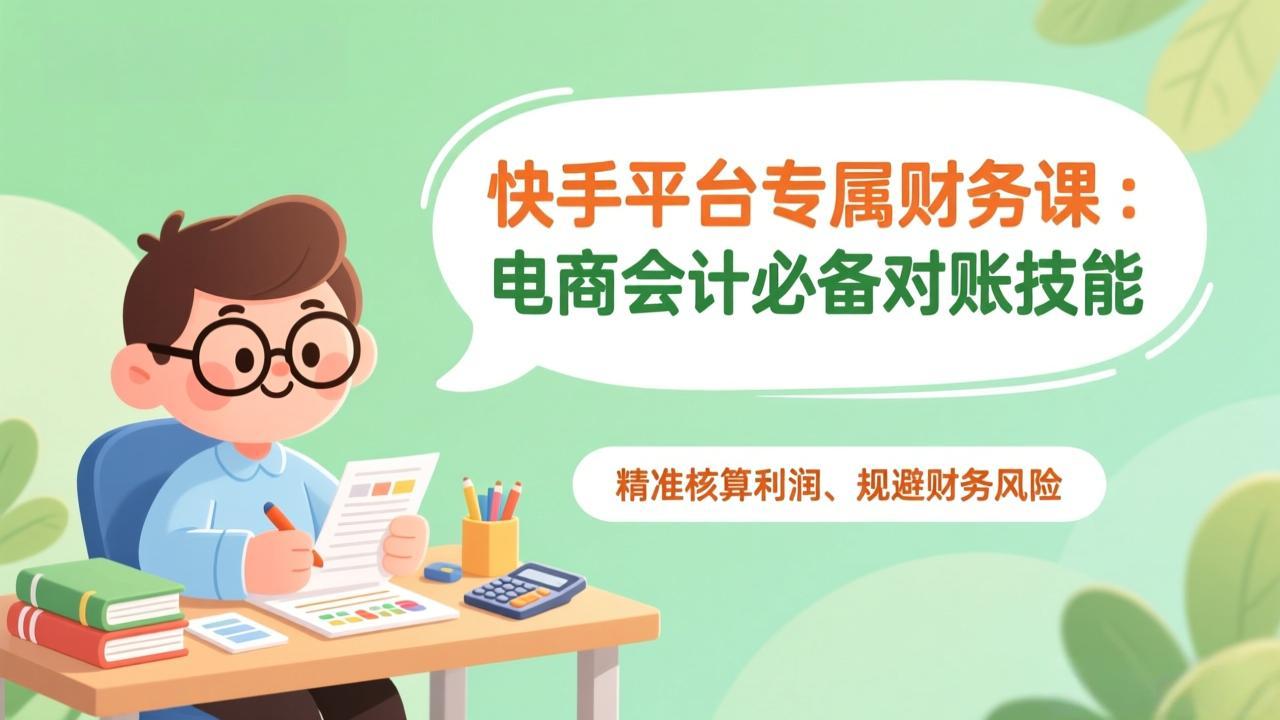 快手平台专属财务课：电商会计必备对账技能，精准核算利润、规避财务风险-小目标云网创