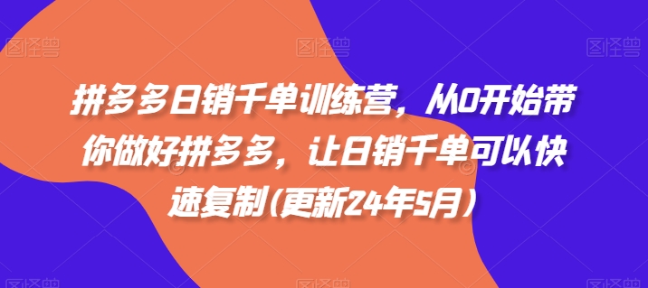 拼多多日销千单训练营，从0开始带你做好拼多多，让日销千单可以快速复制(更新25年12月)-小目标云网创