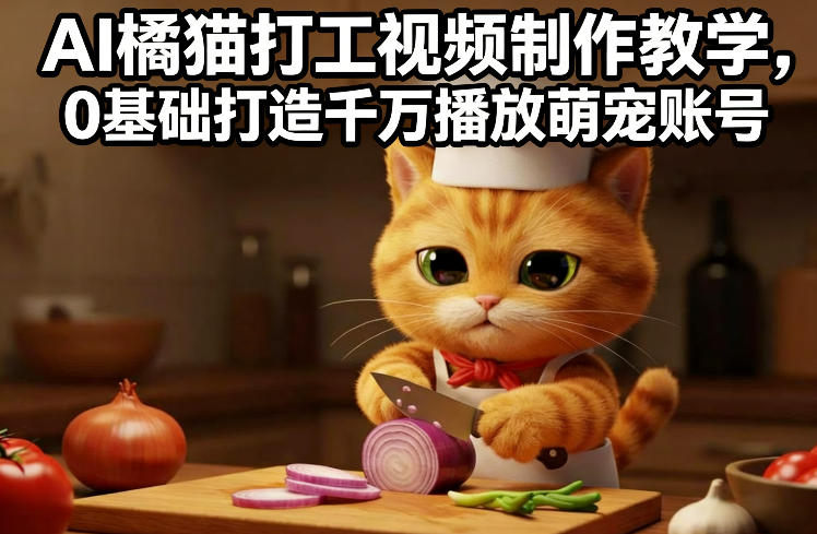AI橘猫打工视频制作教学，流量狂飙，0基础打造千万播放萌宠账号-小目标云网创