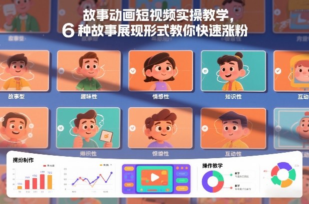 故事动画短视频实操教学，6种故事展现形式教你快速涨粉-小目标云网创