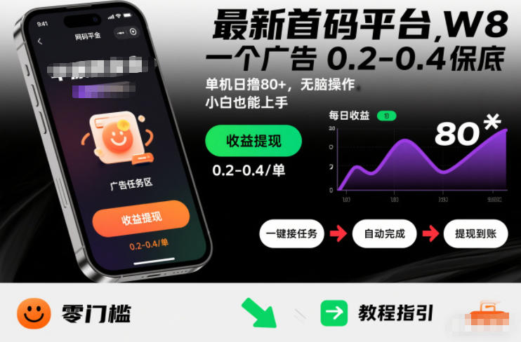 最新首码平台，一个广告 0.2-0.4 保底，单机日撸80+，可矩阵无脑操作，小白也能上手【揭秘】-小目标云网创