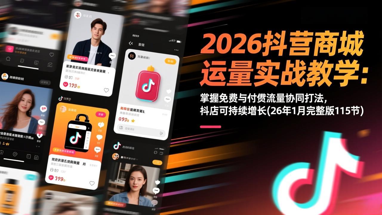 2026抖音商城运营实战教学：掌握免费与付费流量协同打法，抖店可持续增长(26年1月完整版115节-小目标云网创