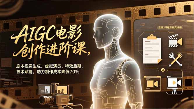 AIGC电影创作进阶课，剧本视觉生成、虚拟演员、特效后期，技术赋能，助力制作成本降低70%-小目标云网创