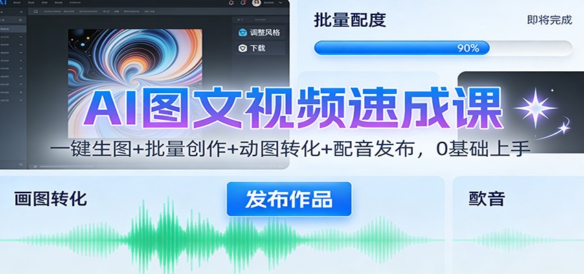 AI图文视频速成课：一键生图+批量创作+动图转化+配音发布，0基础上手-小目标云网创