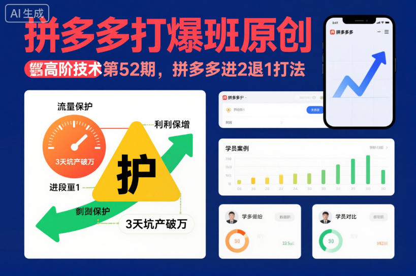 拼多多打爆班原创高阶技术第52期，拼多多进2退1打法-小目标云网创
