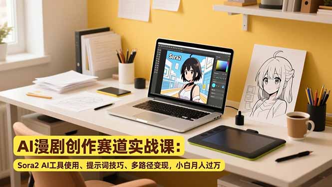 AI漫剧创作赛道实战课：Sora2 AI工具使用、提示词技巧、多路径变现，小白月入过万-小目标云网创