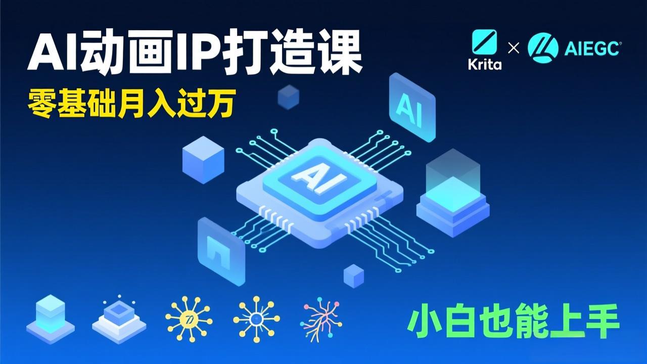 AI动画新手变现课，Krita+AIGC、模型训练、商单资源，零基础月入过万，小白也能上手-小目标云网创