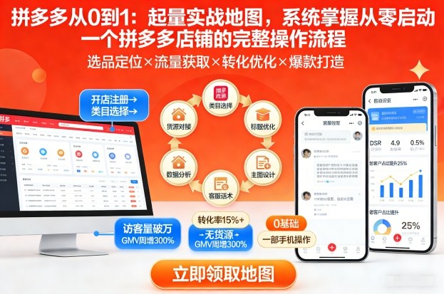 拼多多从0到1：起量实战地图，系统掌握从零启动一个拼多多店铺的完整操作流程-小目标云网创