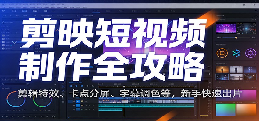 剪映短视频制作全攻略：剪辑特效、卡点分屏、字幕调色等，新手快速出片-小目标云网创