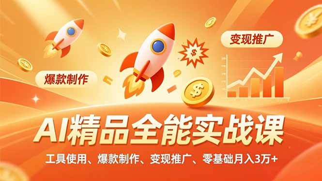 AI 精品全能实战课，工具使用、爆款制作、变现推广，零基础月入3万+-小目标云网创