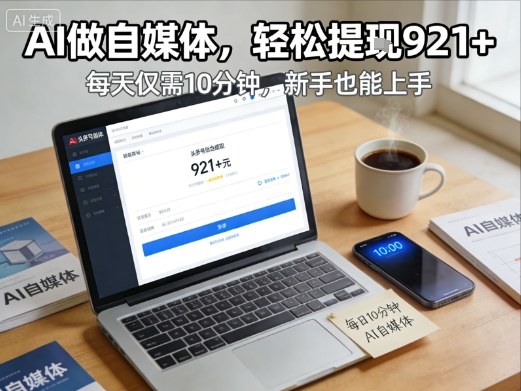 每天花费10分钟，头条号收益921+，用AI做自媒并不难【附视频教程】-小目标云网创